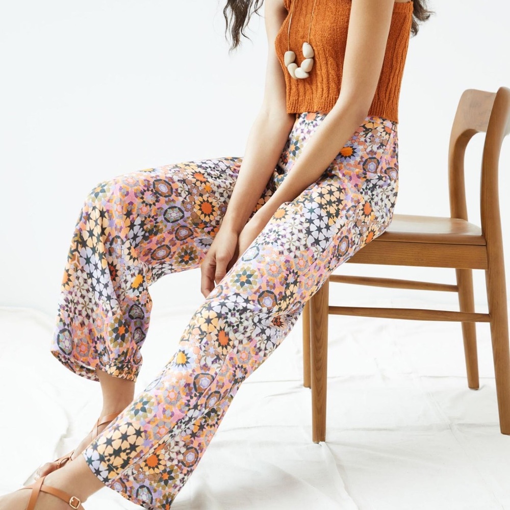 Anthropologie geometric straight leg pant